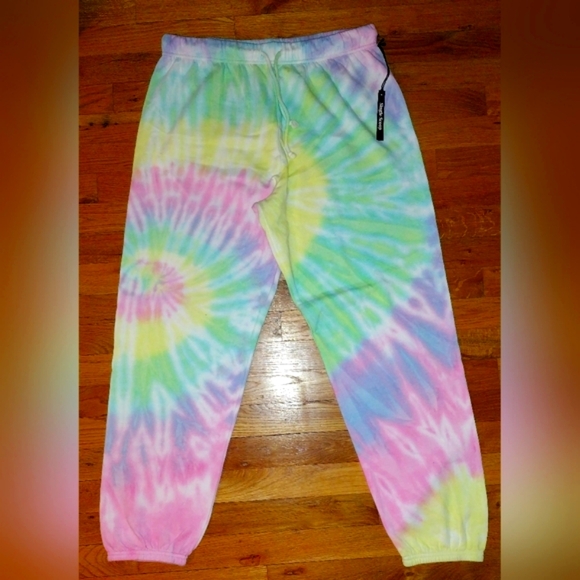 Single Scoop Sweatpants Tie Dye Pink Green Blue Yellow Purple Women’s Sz Large L - Picture 1 of 4